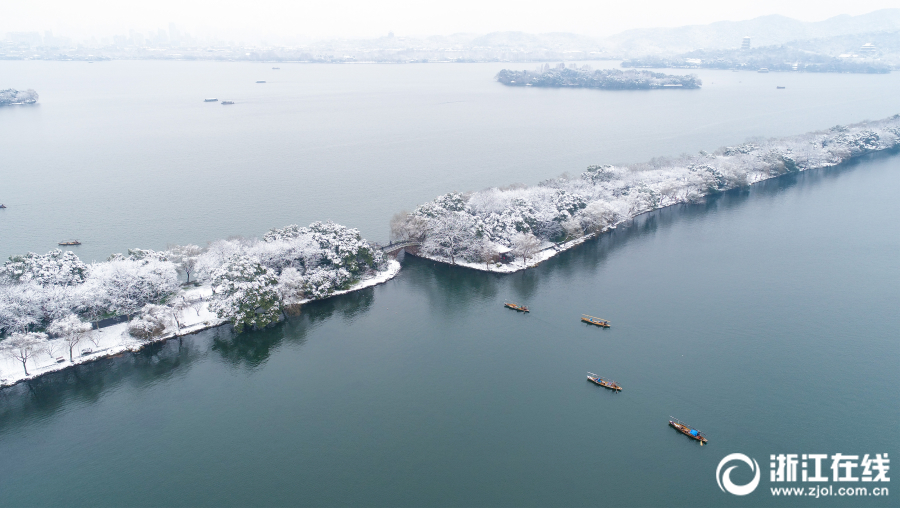 Hangzhou: le lac de l’Ouest après la neige