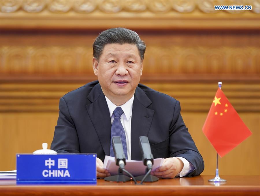 Xi Jinping prononce un discours lors du Sommet extraordinaire virtuel des dirigeants du G20 sur le COVID-19