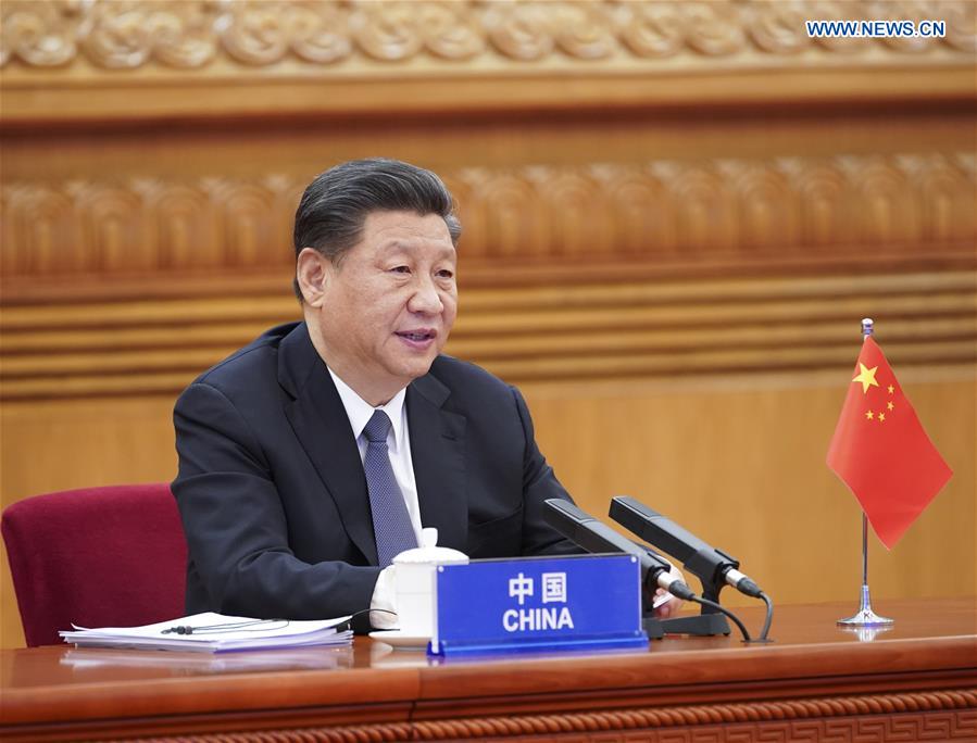 Xi Jinping prononce un discours lors du Sommet extraordinaire virtuel des dirigeants du G20 sur le COVID-19