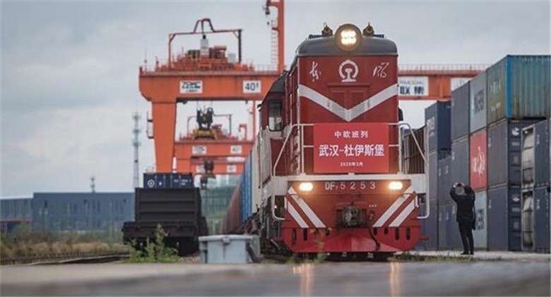 Arrivée d'un premier train de marchandises Chine-Europe de Wuhan en Allemagne depuis le début de l'épidémie de COVID-19