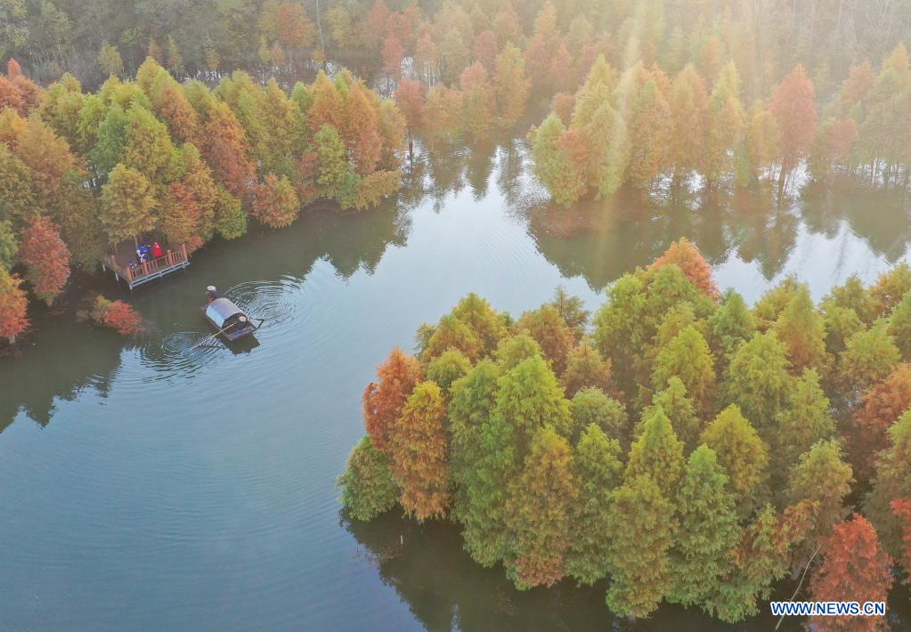 Chine: paysage hivernal du lac Tianquan au Jiangsu