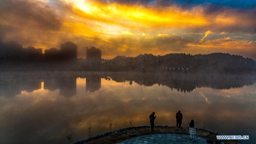 Chine: paysage du Parc national de la zone humide du lac Lixiang à Chongqing