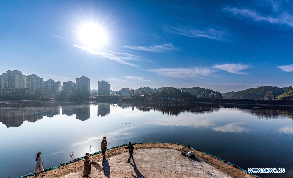 Chine: paysage du Parc national de la zone humide du lac Lixiang à Chongqing