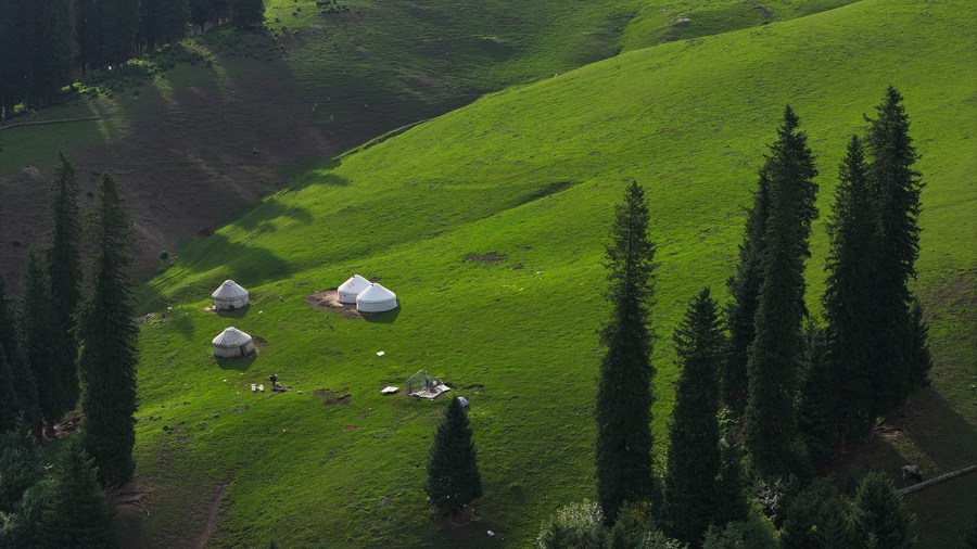 Chine : paysage le long de la route Duku au Xinjiang