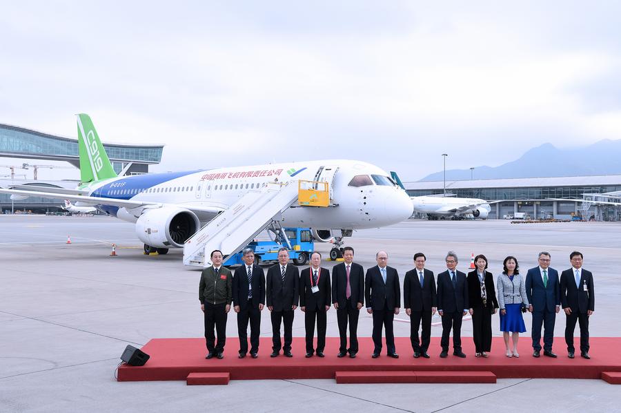 Cérémonie de bienvenue aux avions de ligne chinois C919 et ARJ21 dans la RASHK